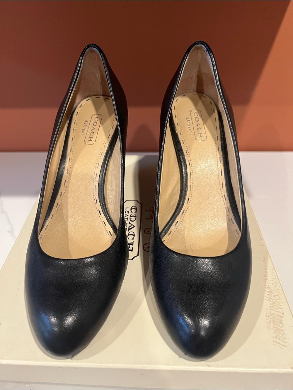 Coach Black Leather Round-Toe Pumps - Women's Heels